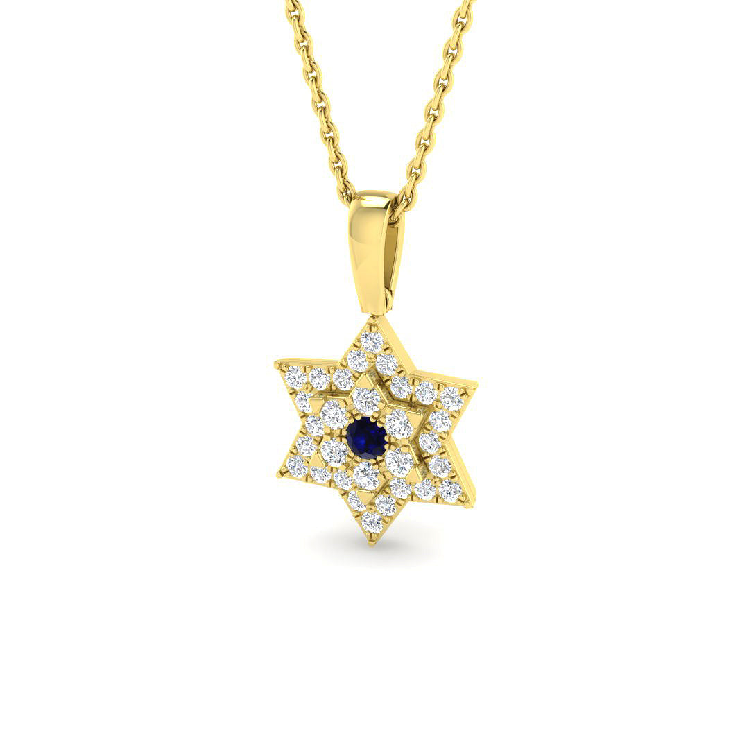 9ct Yellow Gold 0.34ct Blue Sapphire Pendant