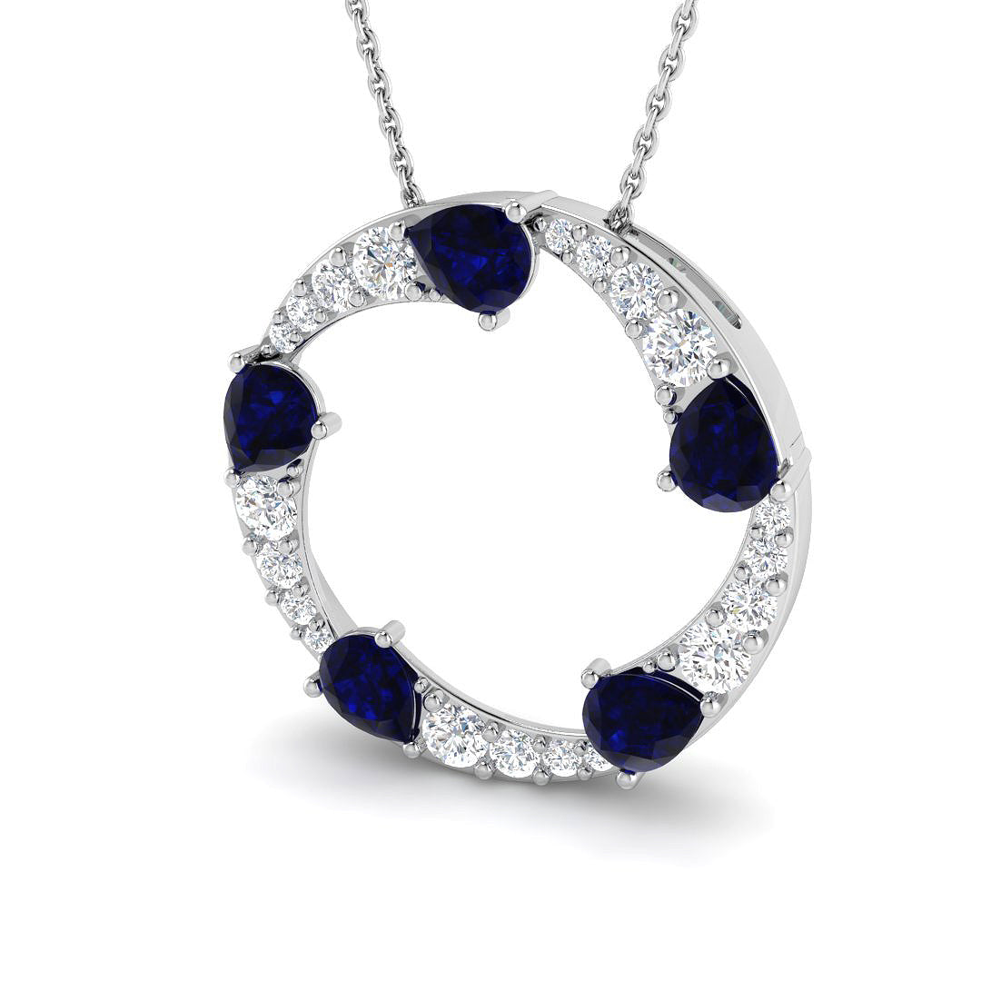 9ct White Gold 2.64ct Blue Sapphire Pendant