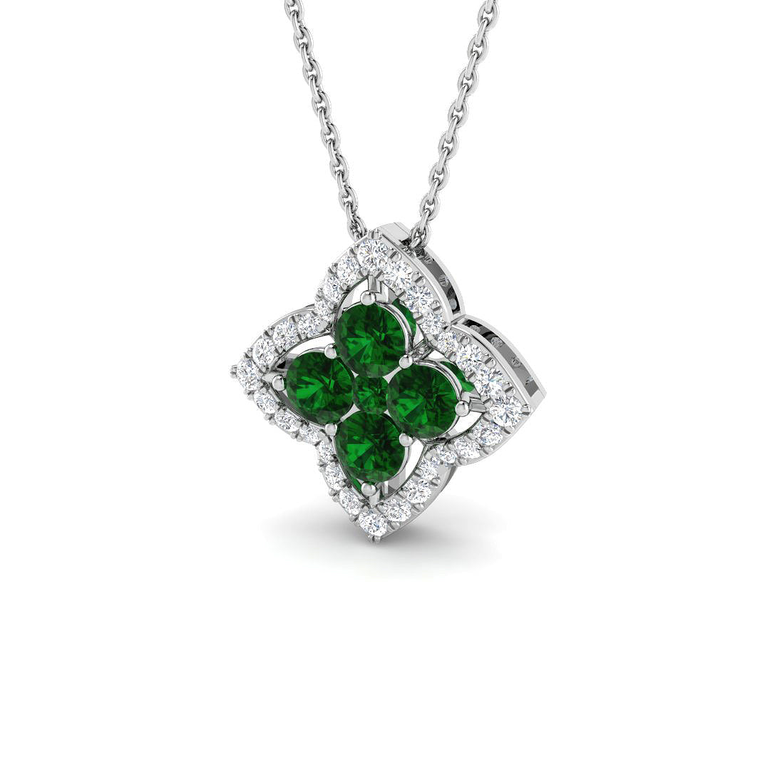 9ct White Gold 0.88ct Emerald Pendant
