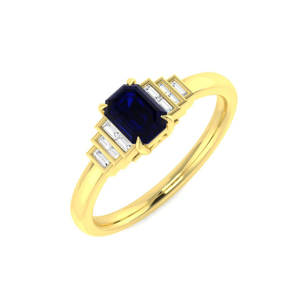 9ct Yellow Gold 0.53ct Blue Sapphire Ring