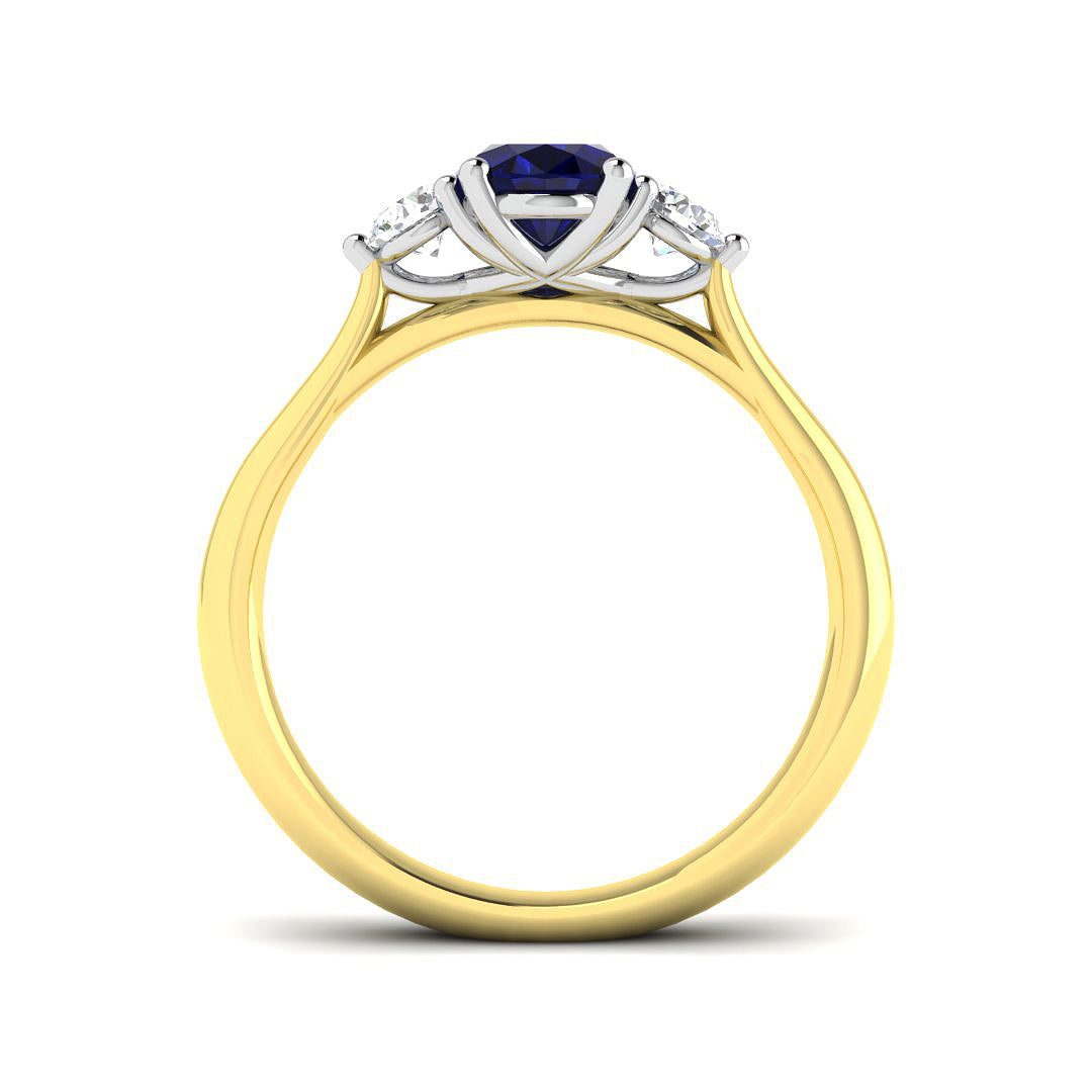 18ct Two-Tone Gold 1.36ct Blue Sapphire Ring