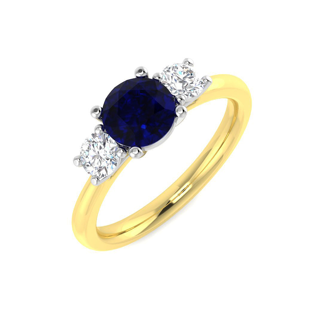 18ct Two-Tone Gold 1.64ct Blue Sapphire Ring