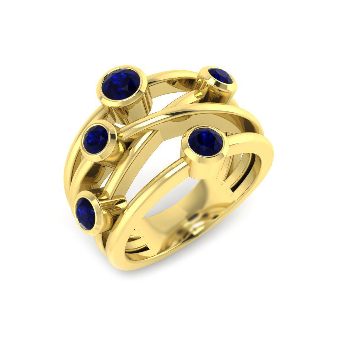 9ct Yellow Gold 0.86ct Blue Sapphire Ring