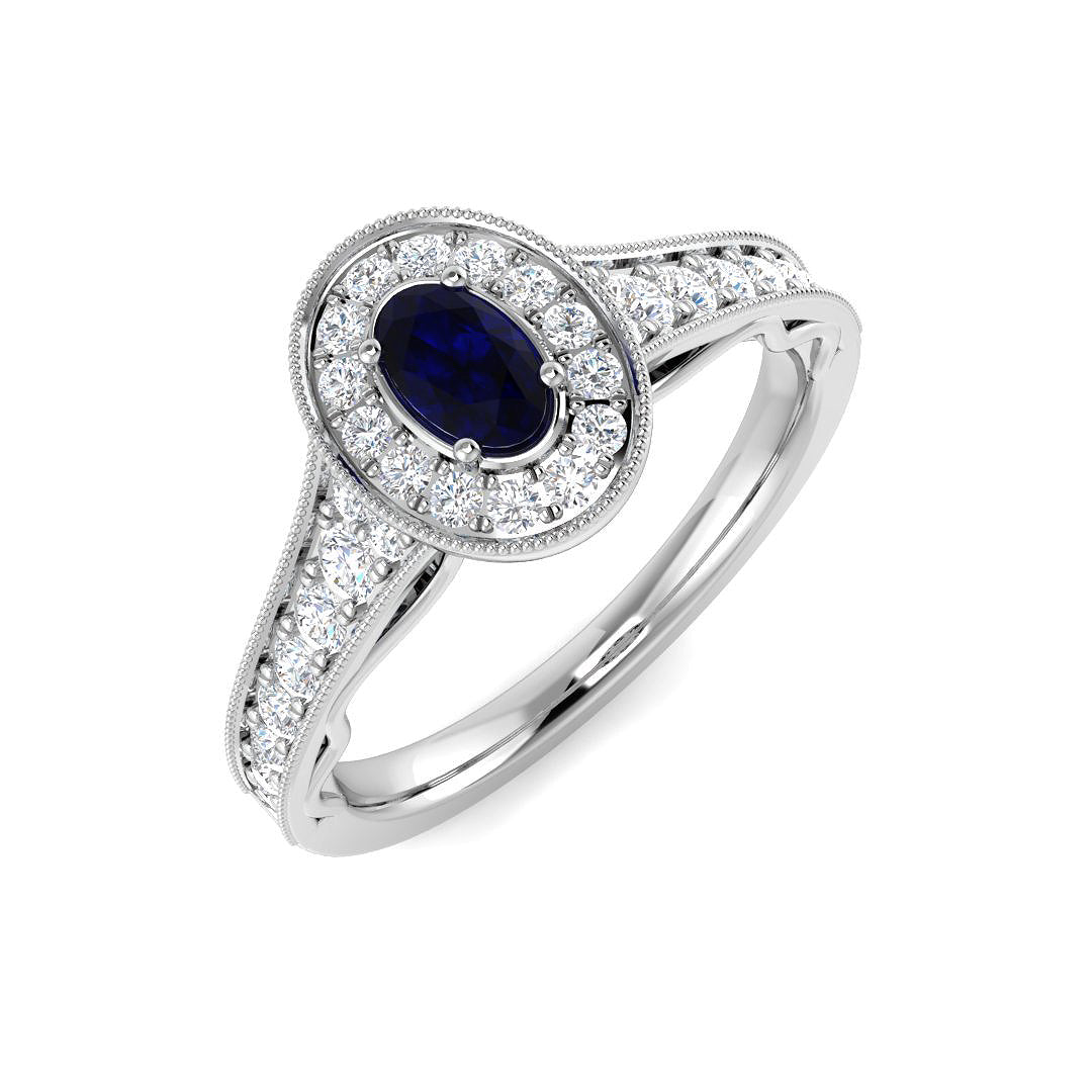 9ct White Gold 0.70ct Blue Sapphire Ring