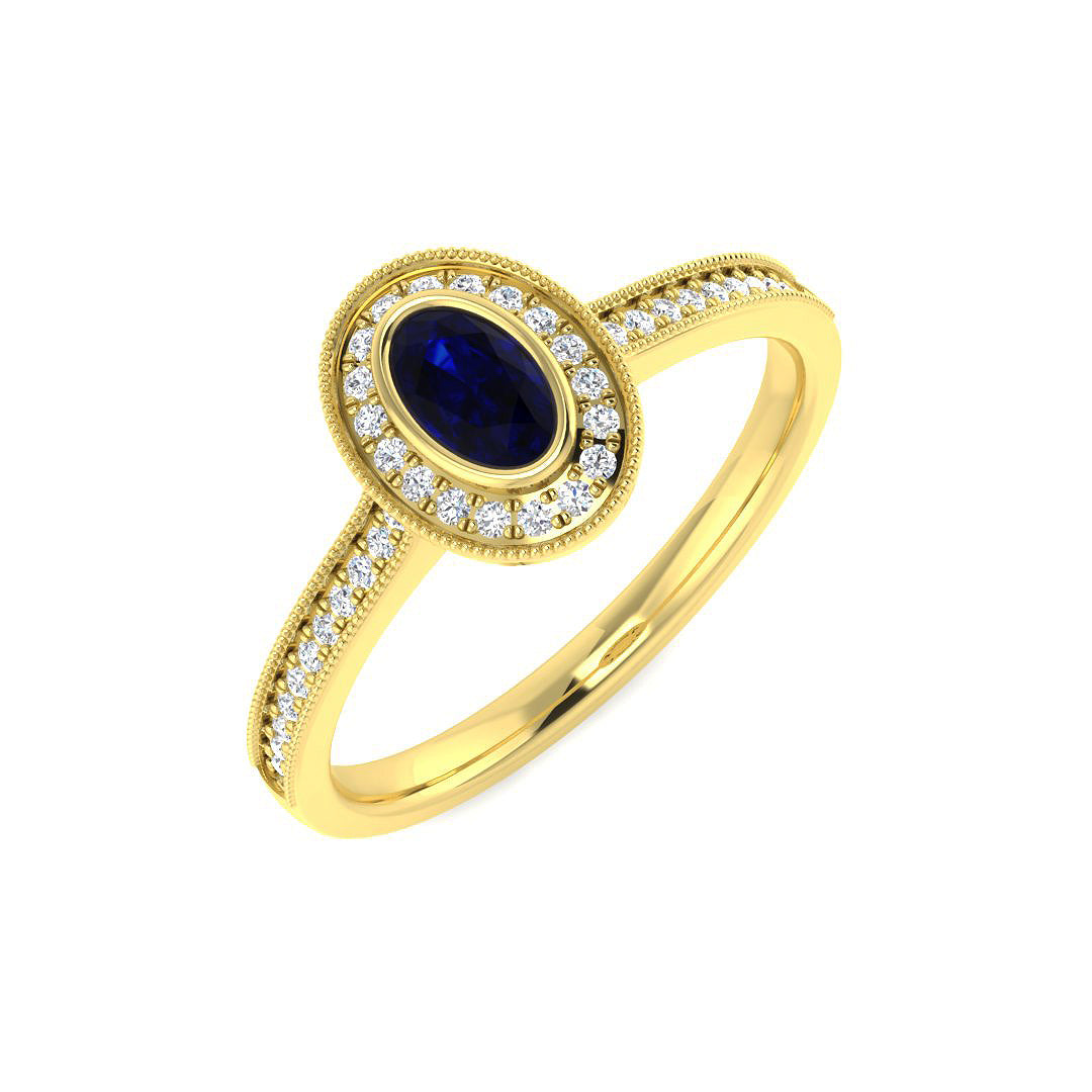 9ct Yellow Gold 0.37ct Blue Sapphire Ring
