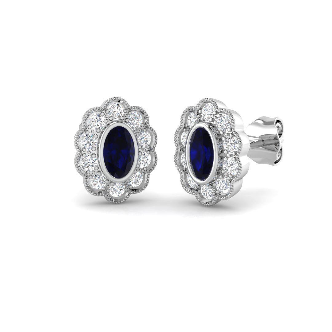 9ct White Gold 0.84ct Blue Sapphire Earrings