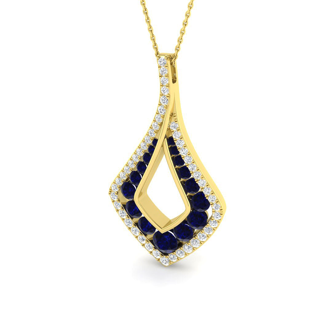 9ct Yellow Gold 3.51ct Blue Sapphire Pendant