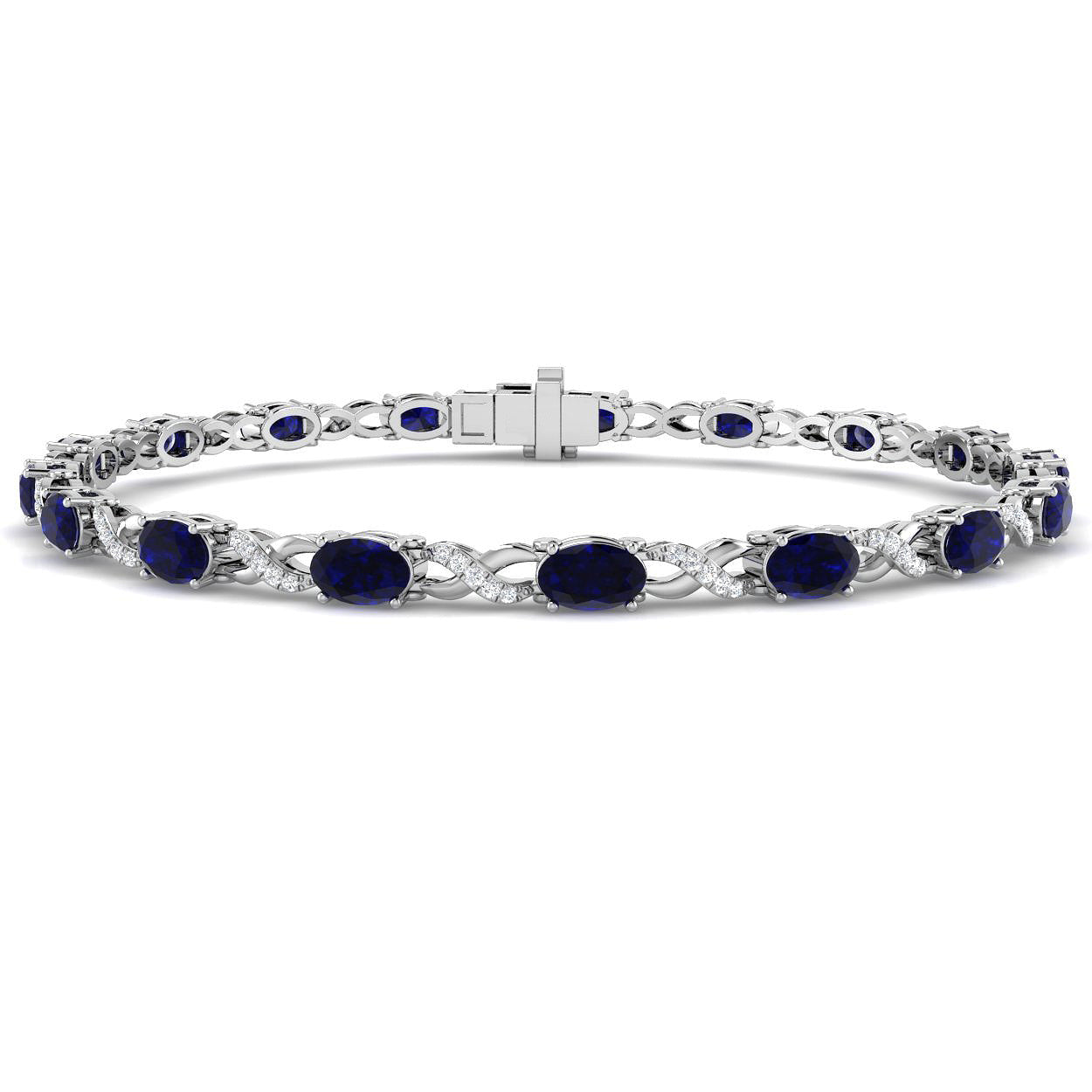 9ct White Gold 4.76ct Blue Sapphire Bracelet