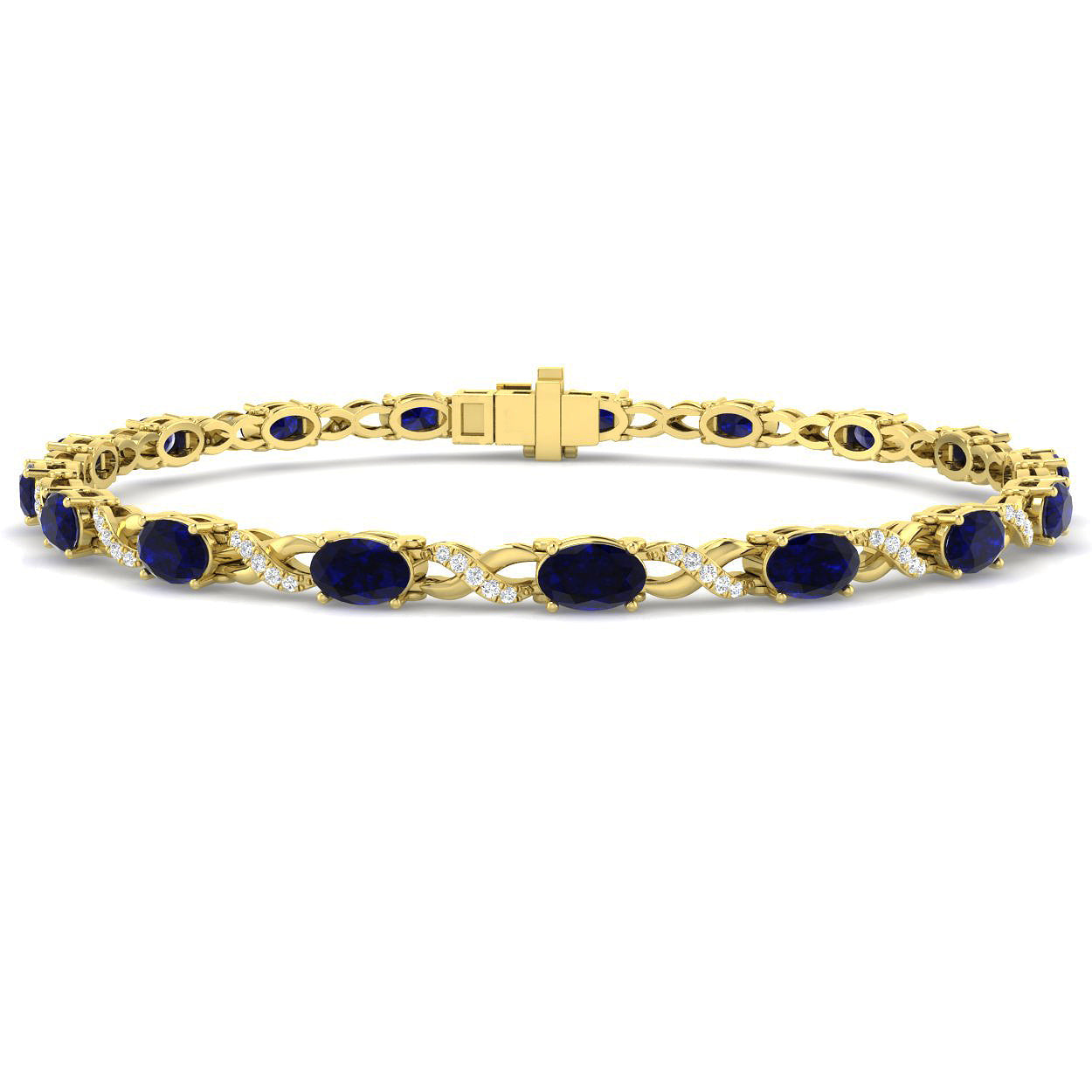 9ct Yellow Gold 4.76ct Blue Sapphire Bracelet