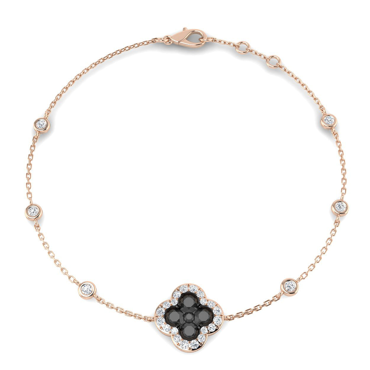 9ct Rose Gold 1.03ct Black Diamond Bracelet