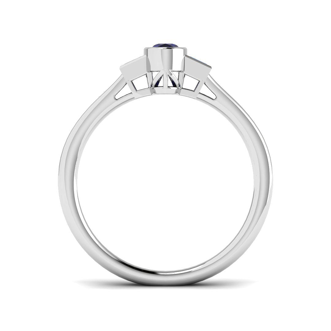 9ct White Gold 0.33ct Blue Sapphire Ring