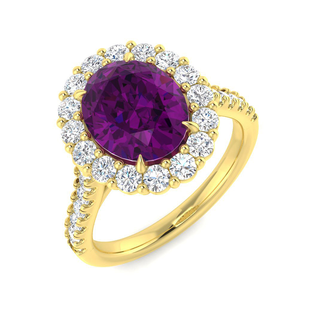 18ct Yellow Gold 3.14ct Purple Sapphire Ring