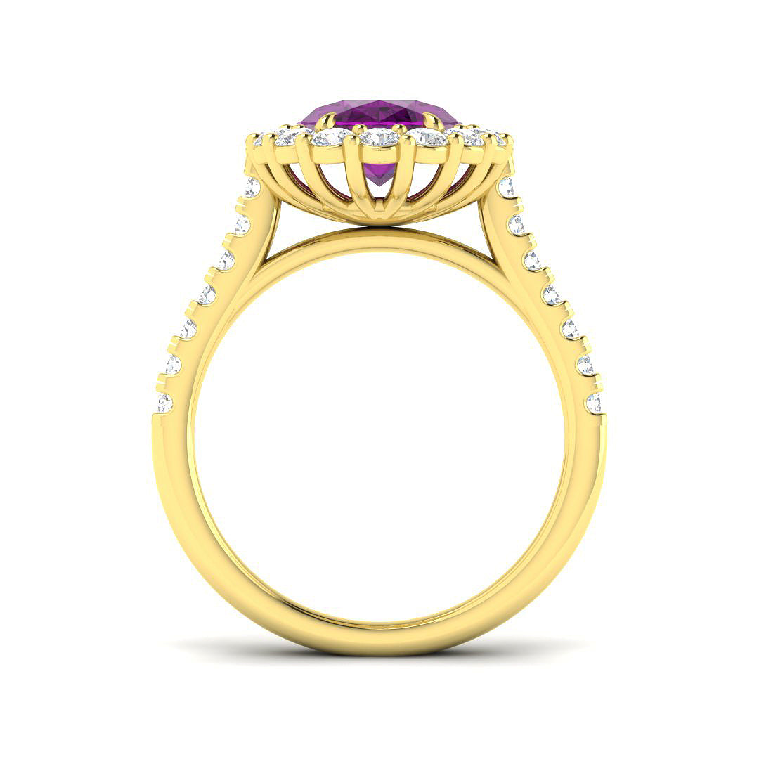 18ct Yellow Gold 3.14ct Purple Sapphire Ring