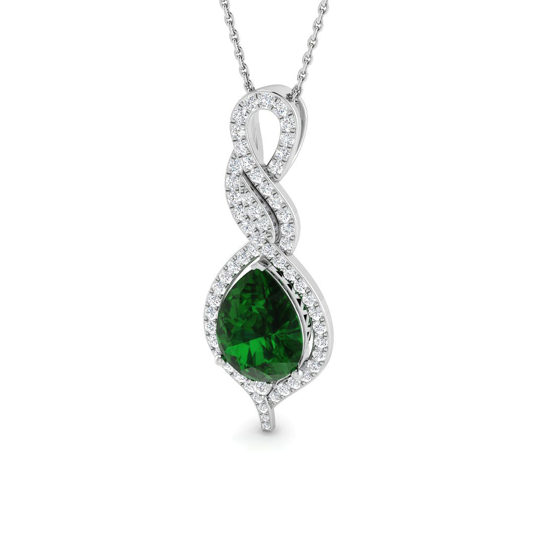 18ct White Gold 2.93ct Emerald Pendant