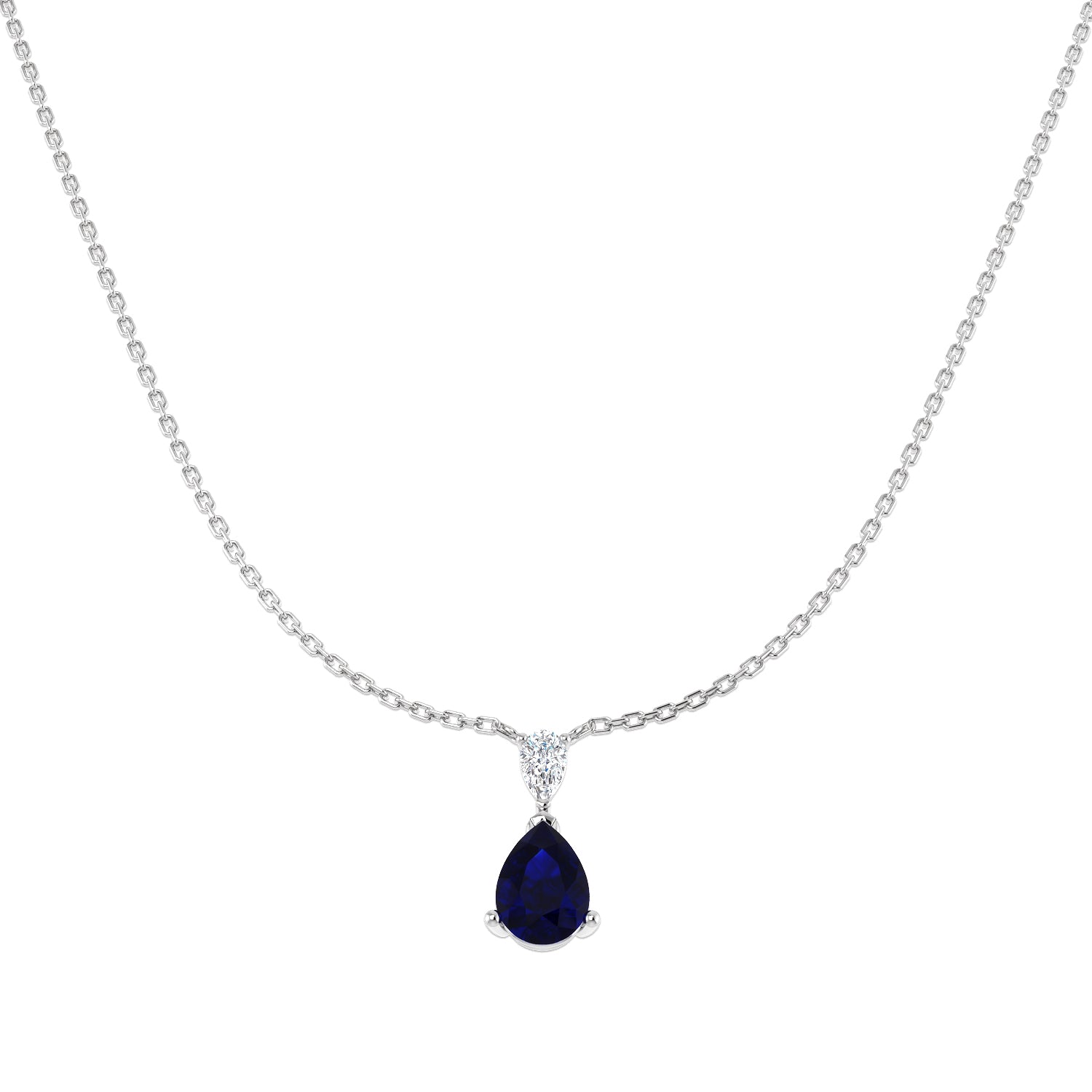18ct White Gold 1.53ct Blue Sapphire Necklace