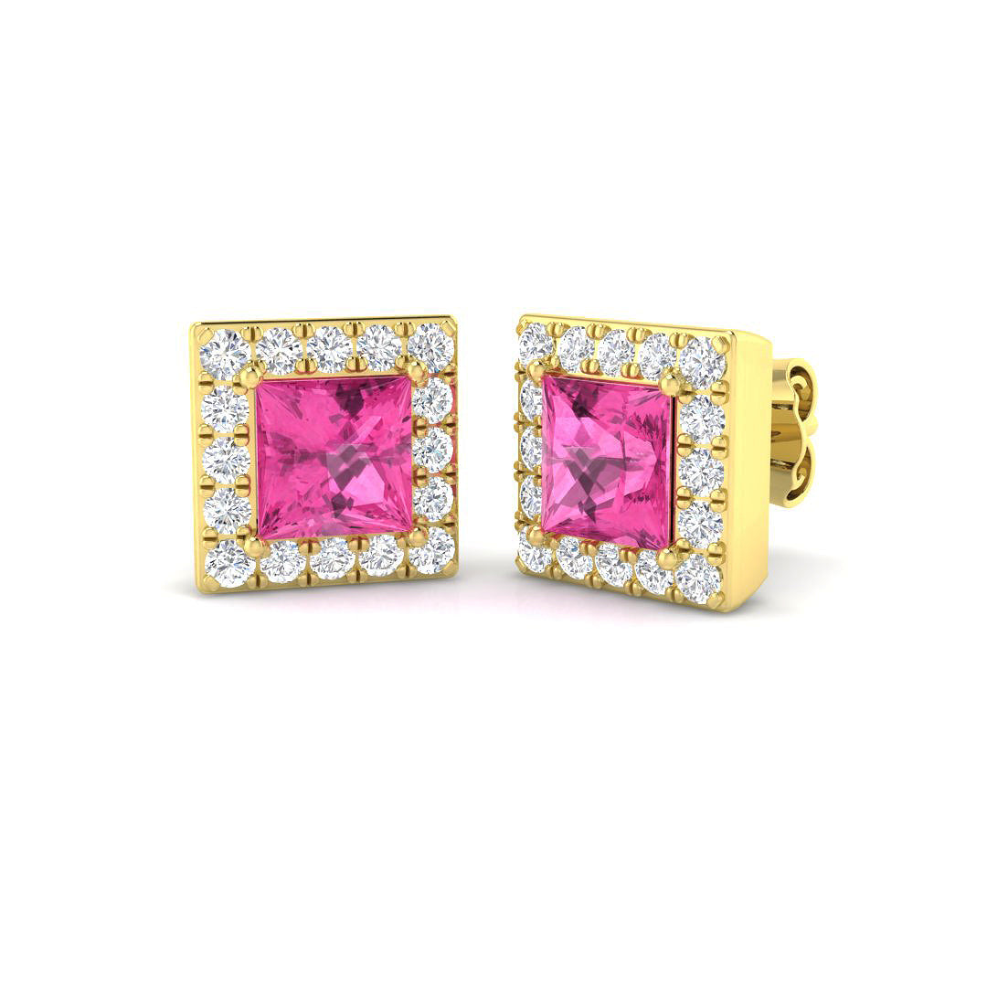 9ct Yellow Gold 1.81ct Pink Sapphire Earrings