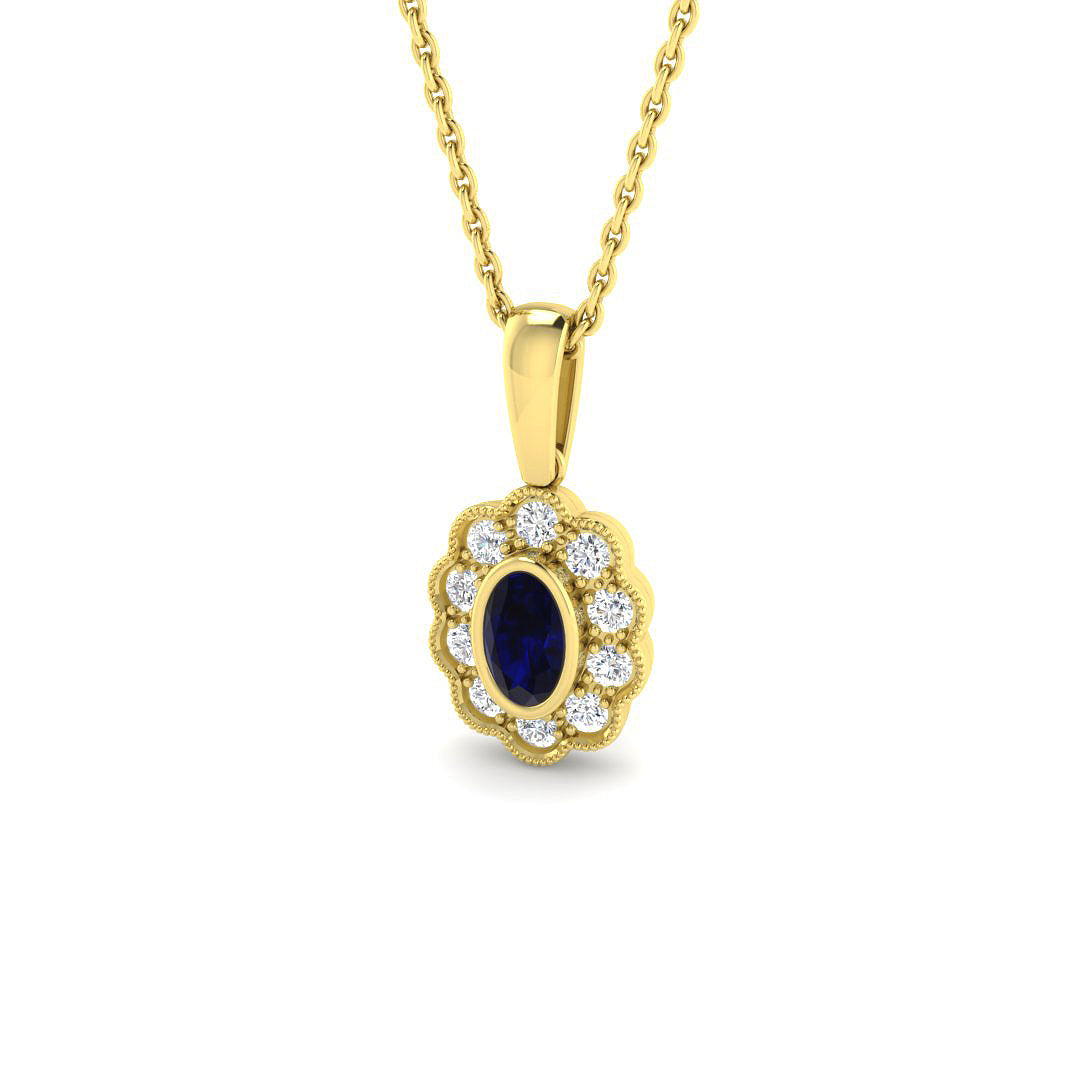 9ct Yellow Gold 0.45ct Blue Sapphire Pendant