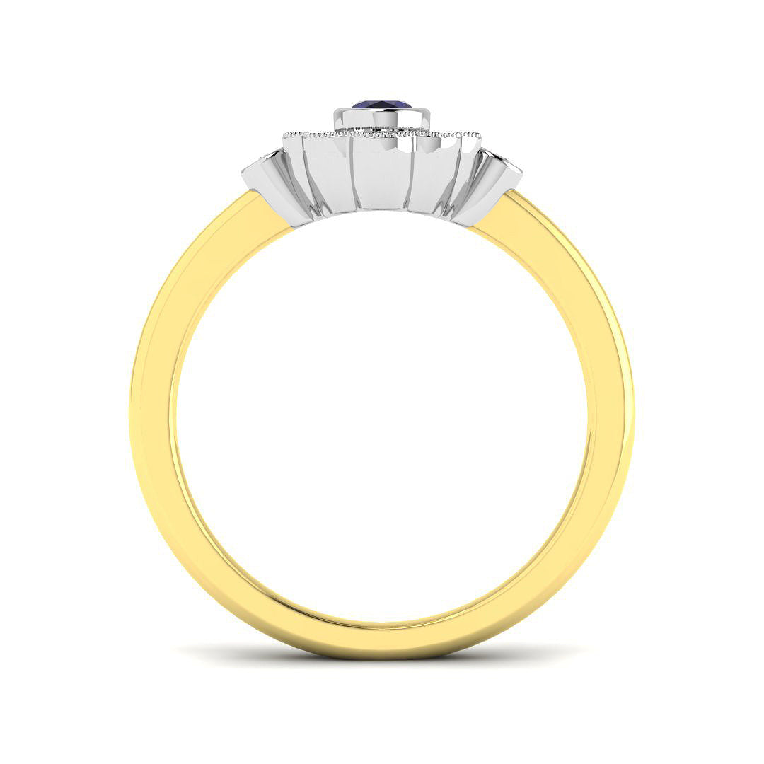 9ct Two-Tone Gold 0.44ct Blue Sapphire Ring
