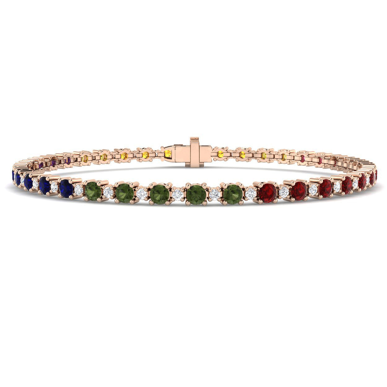 9ct Rose Gold 4.60ct Multi Sapphire Bracelet