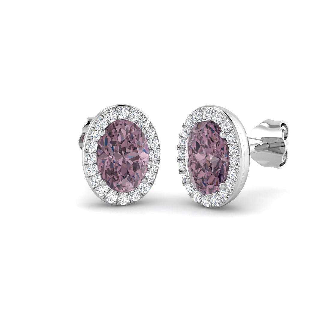 9ct White Gold 2.10ct Purple Sapphire Earrings