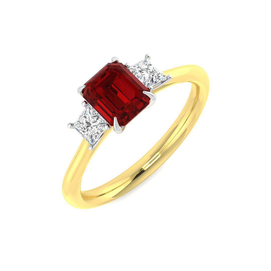 9ct Yellow Gold 1.46ct Laboratory Grown Lab Ruby Ring