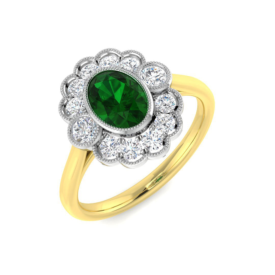 18ct Two-Tone Gold 1.05ct Emerald Ring