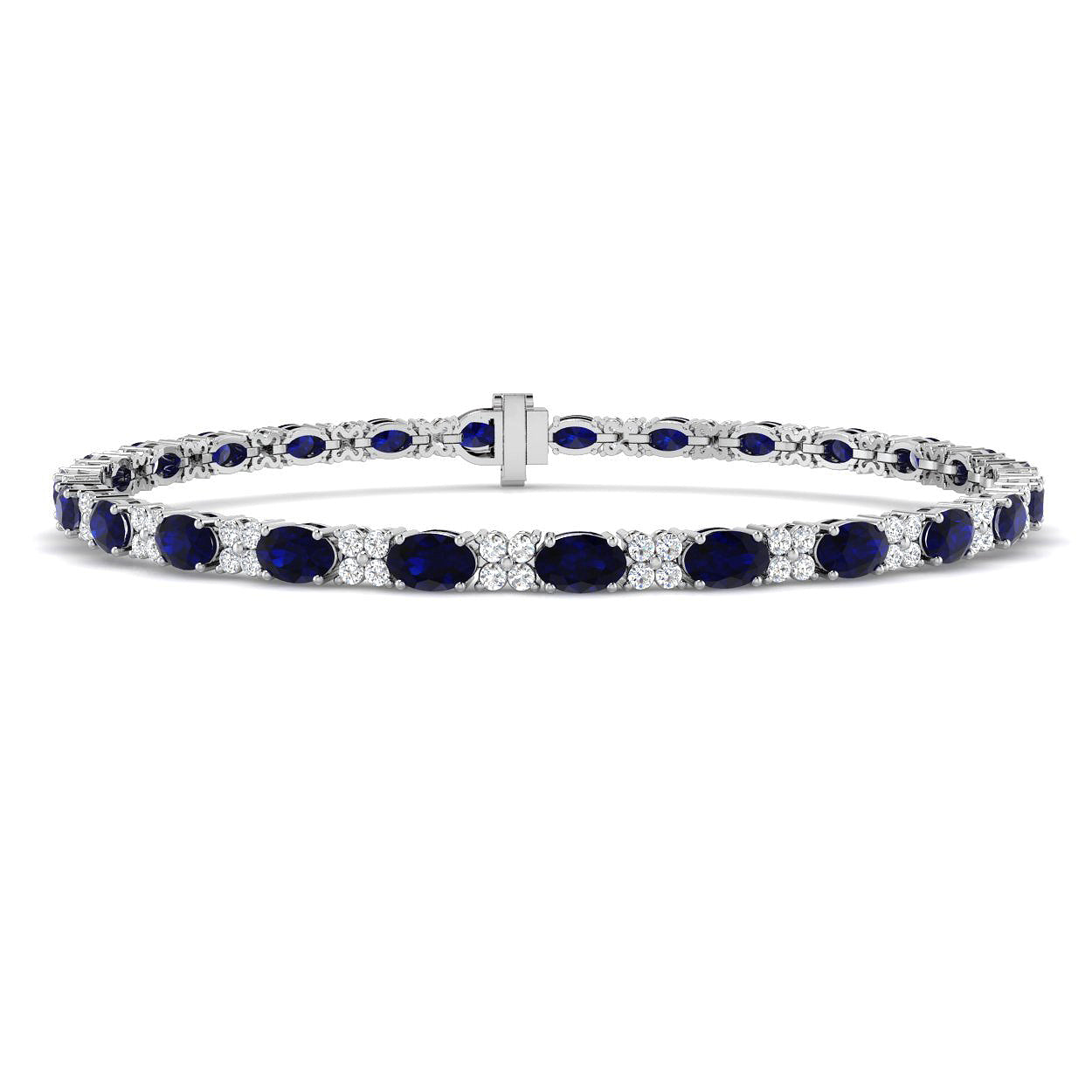 9ct White Gold 8.20ct Blue Sapphire Bracelet