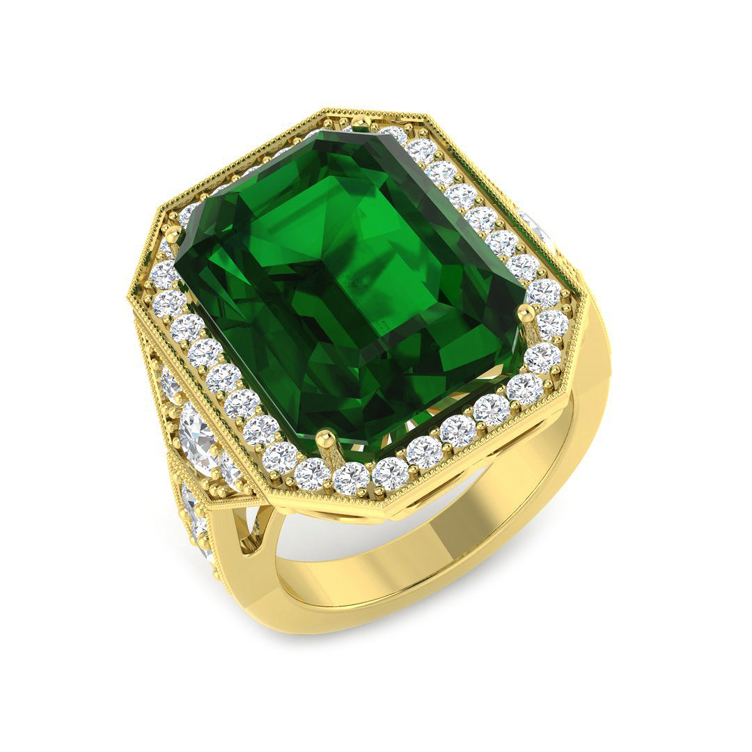 18ct Yellow Gold 13.83ct Emerald Ring