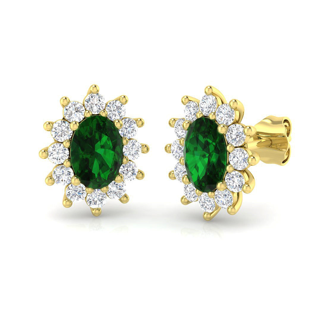 9ct Yellow Gold 1.98ct Emerald Earrings
