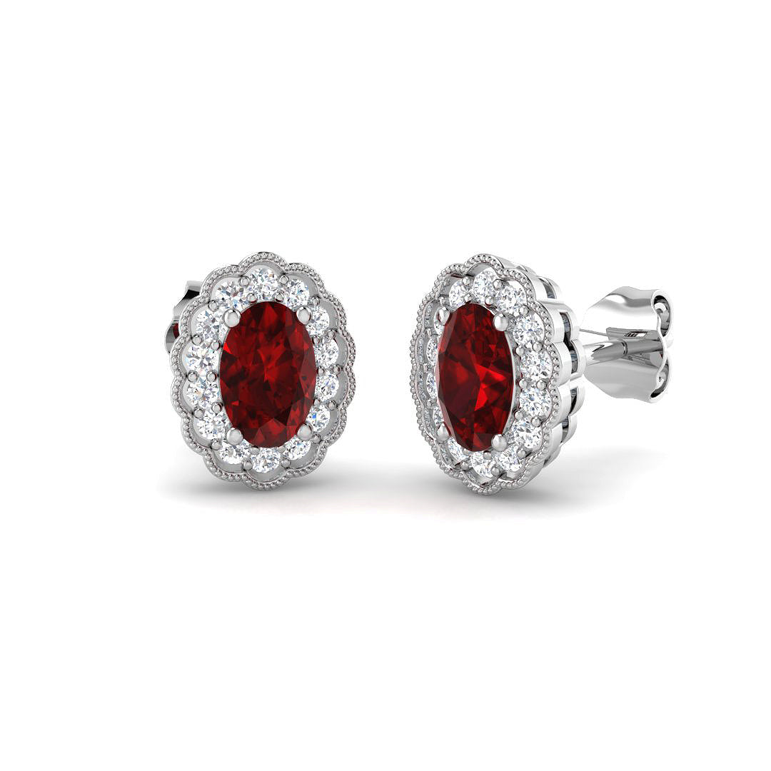 9ct White Gold 1.36ct Ruby Earrings