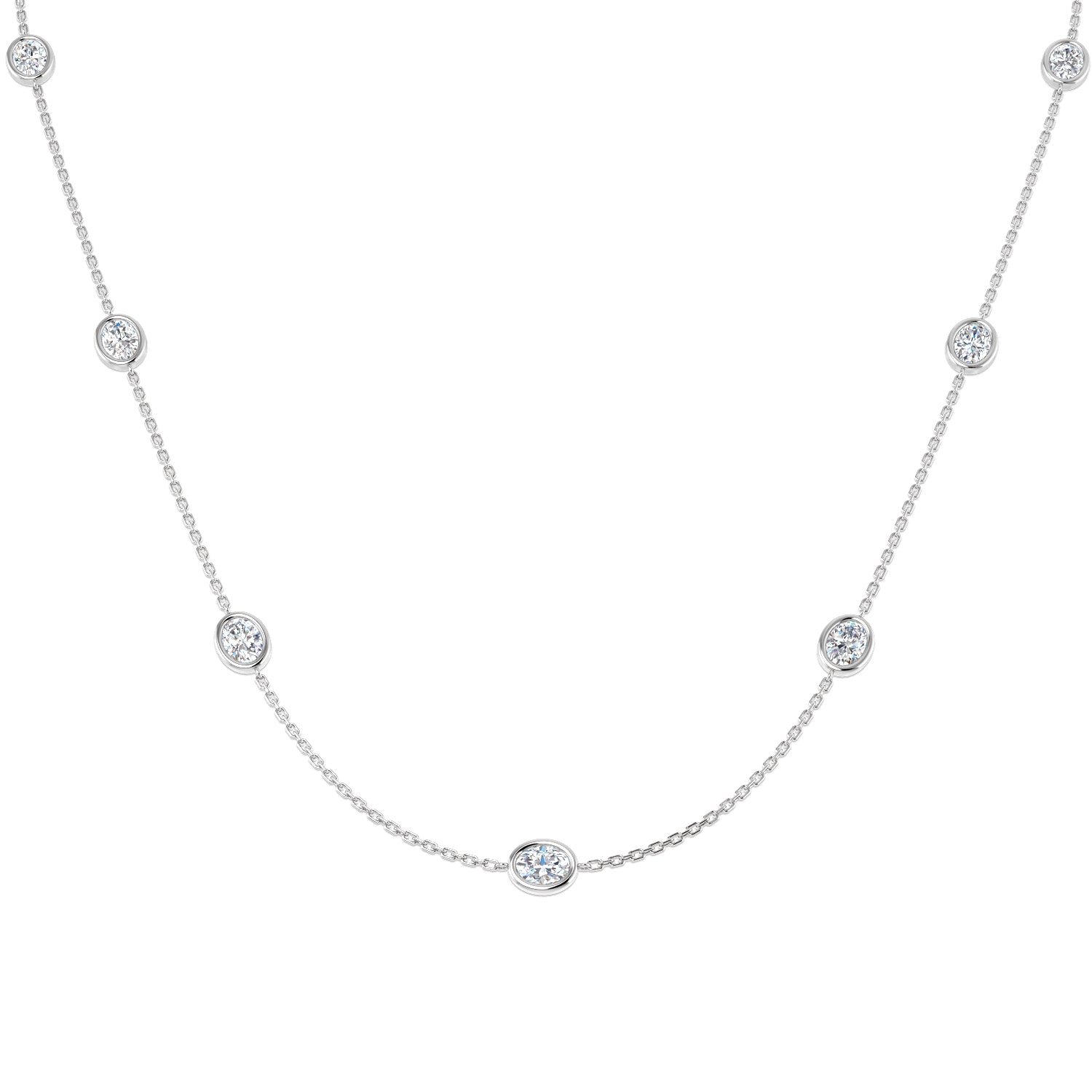 9ct White Gold 2.96ct Laboratory Grown CVD Necklace