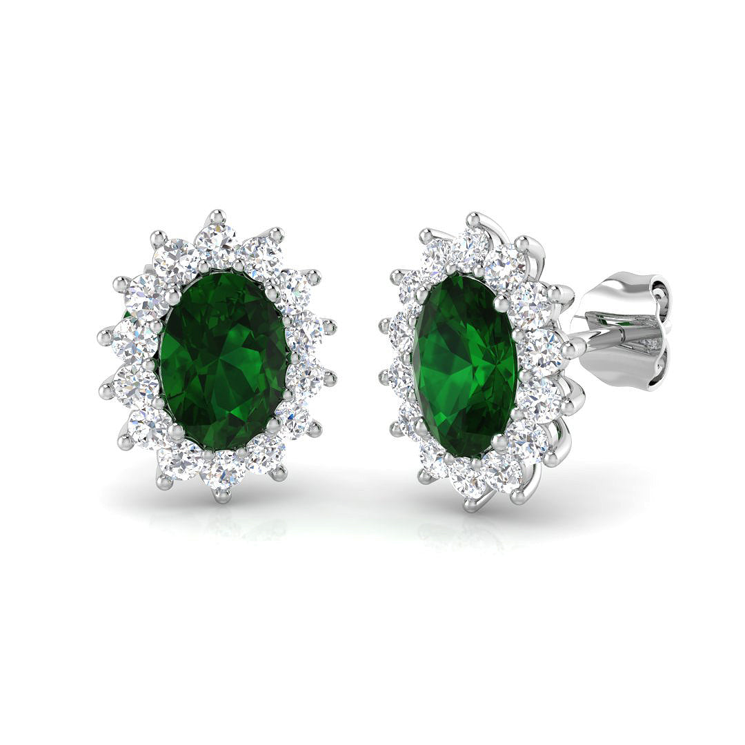 9ct White Gold 2.17ct Emerald Earrings