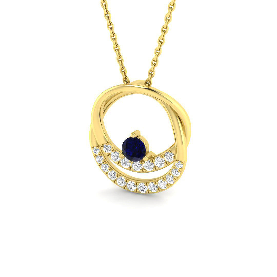 9ct Yellow Gold 0.43ct Blue Sapphire Pendant