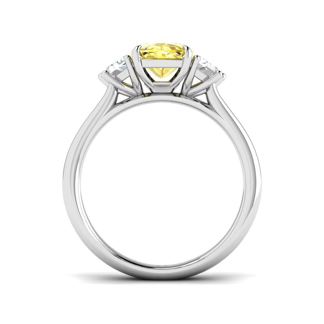 Platinum 2.70ct Laboratory Grown Lab Yellow Diamond Ring