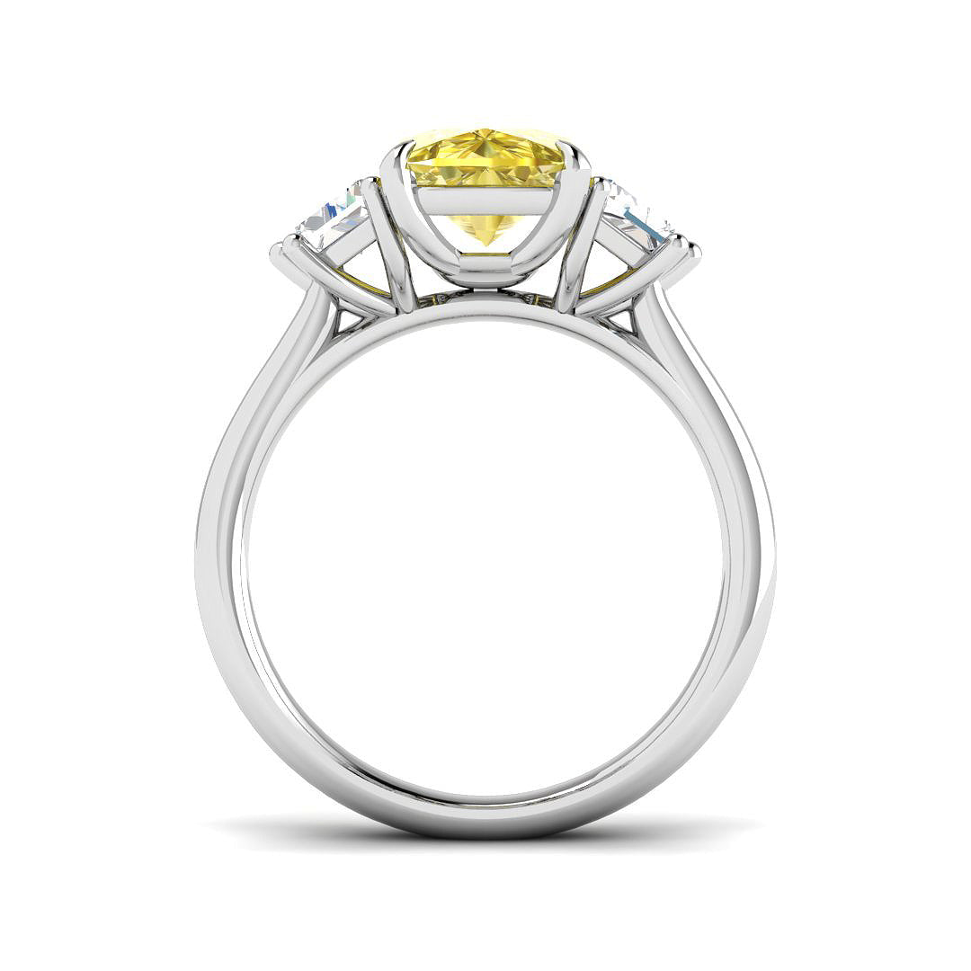 Platinum 4.11ct Laboratory Grown Lab Yellow Diamond Ring