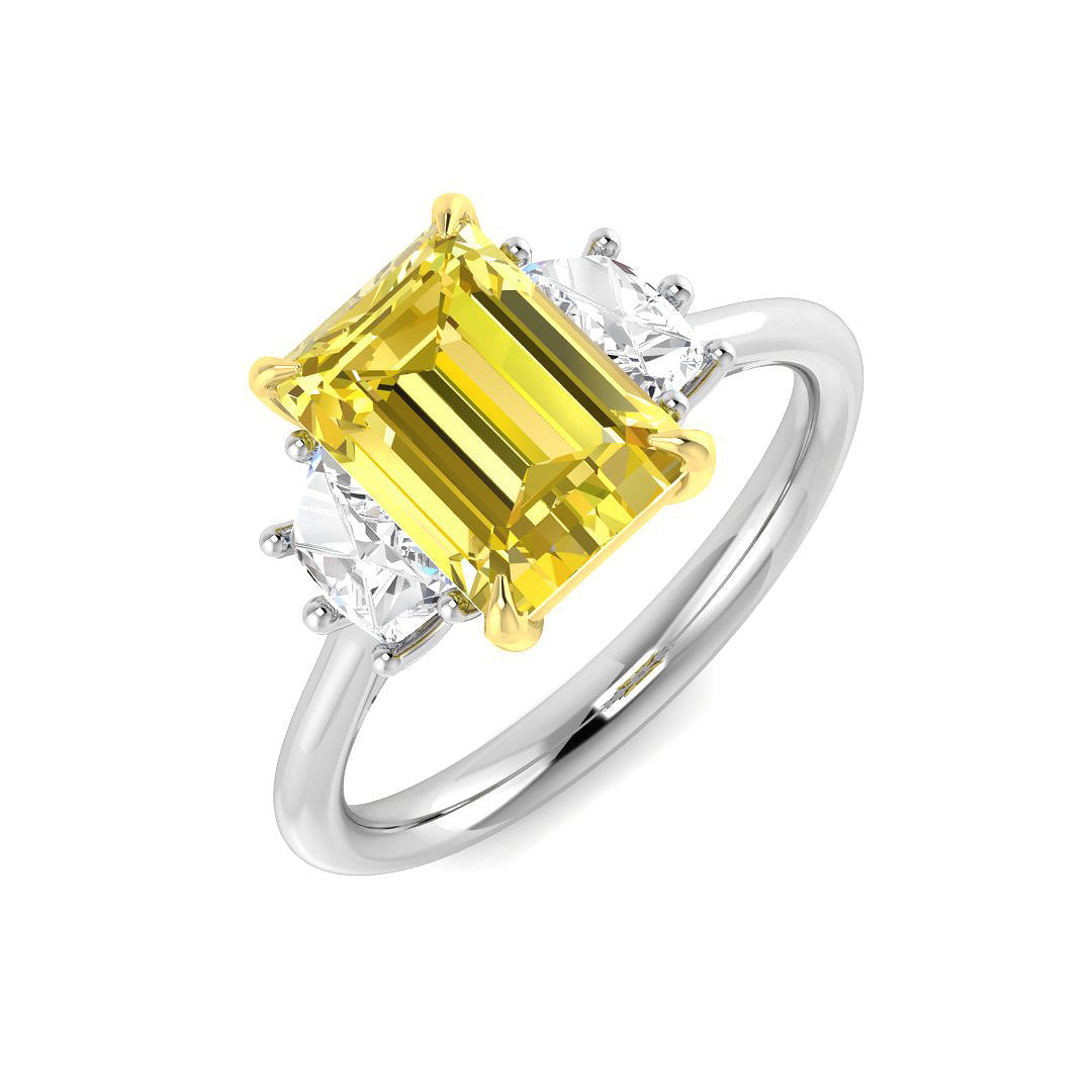 Platinum 2.86ct Laboratory Grown Lab Yellow Diamond Ring