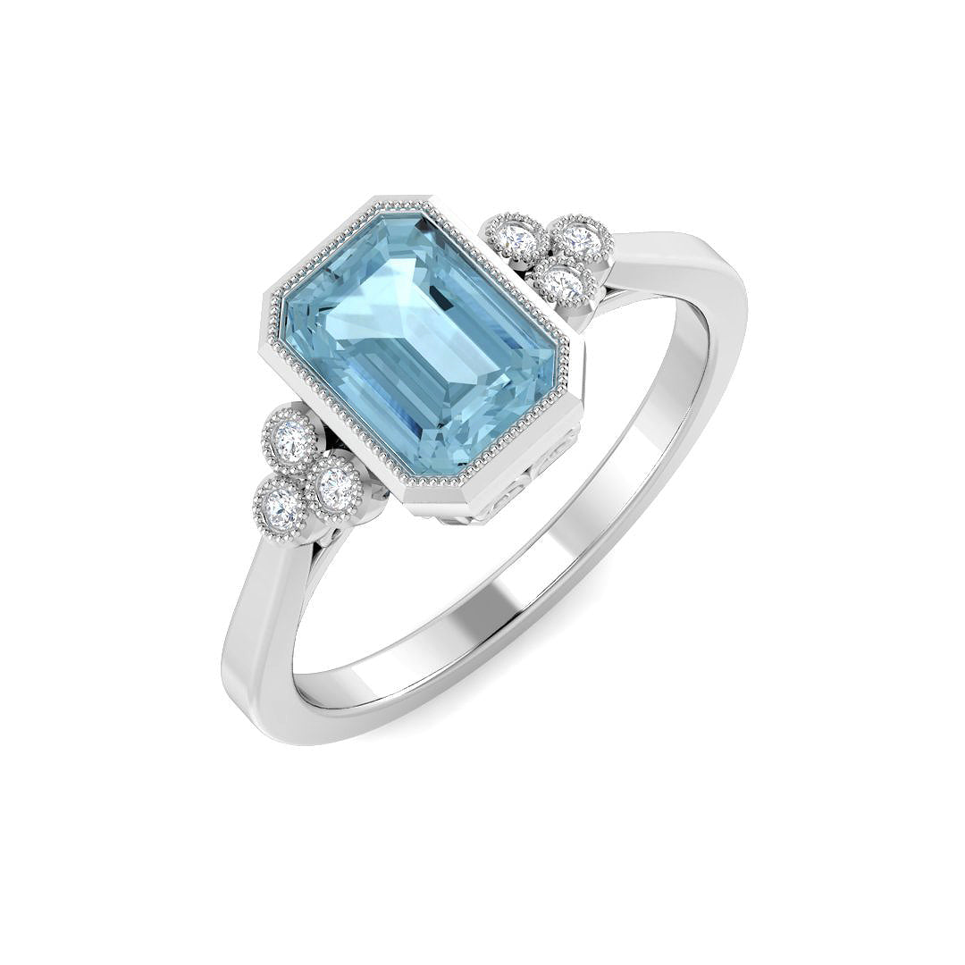 9ct White Gold 0.86ct Aquamarine Ring
