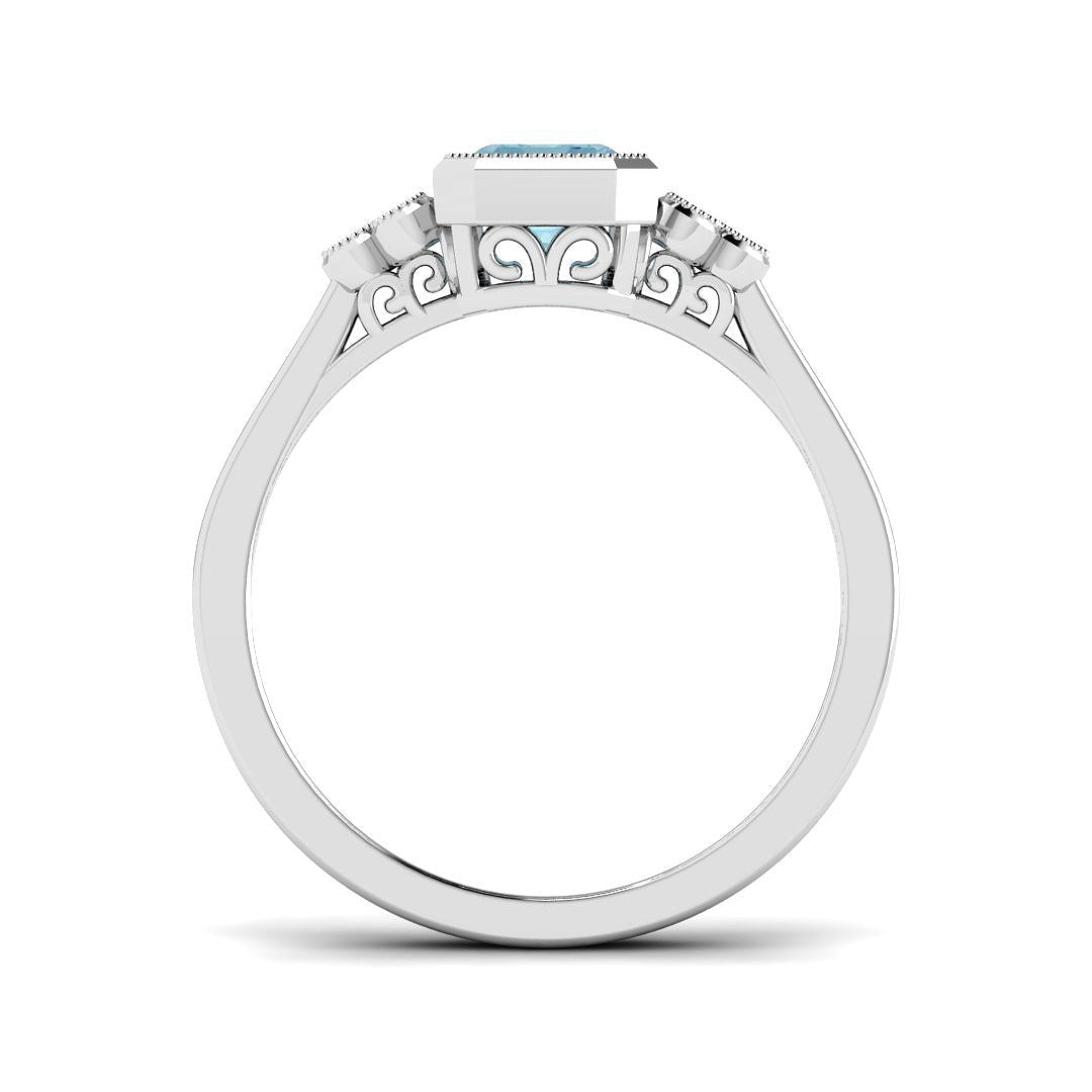 9ct White Gold 0.86ct Aquamarine Ring