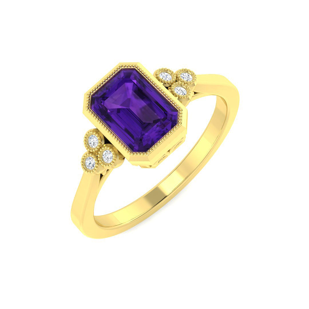 9ct Yellow Gold 0.83ct Amethyst Ring