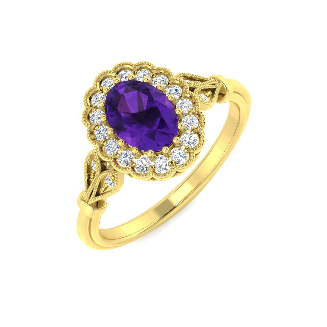 9ct Yellow Gold 0.85ct Amethyst Ring