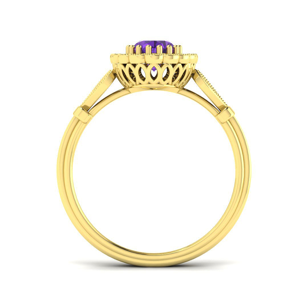 9ct Yellow Gold 0.85ct Amethyst Ring