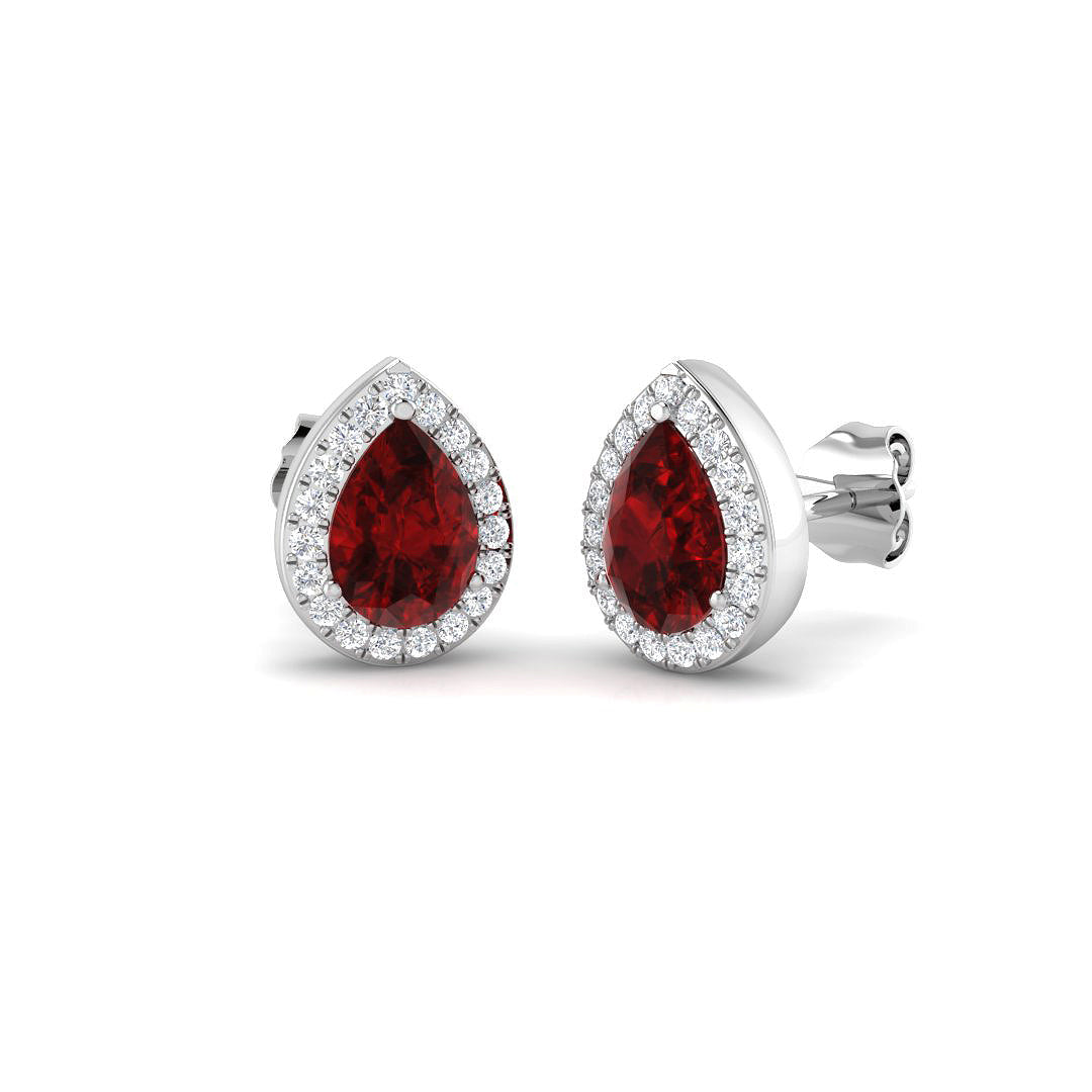 9ct White Gold 1.45ct Ruby Earrings