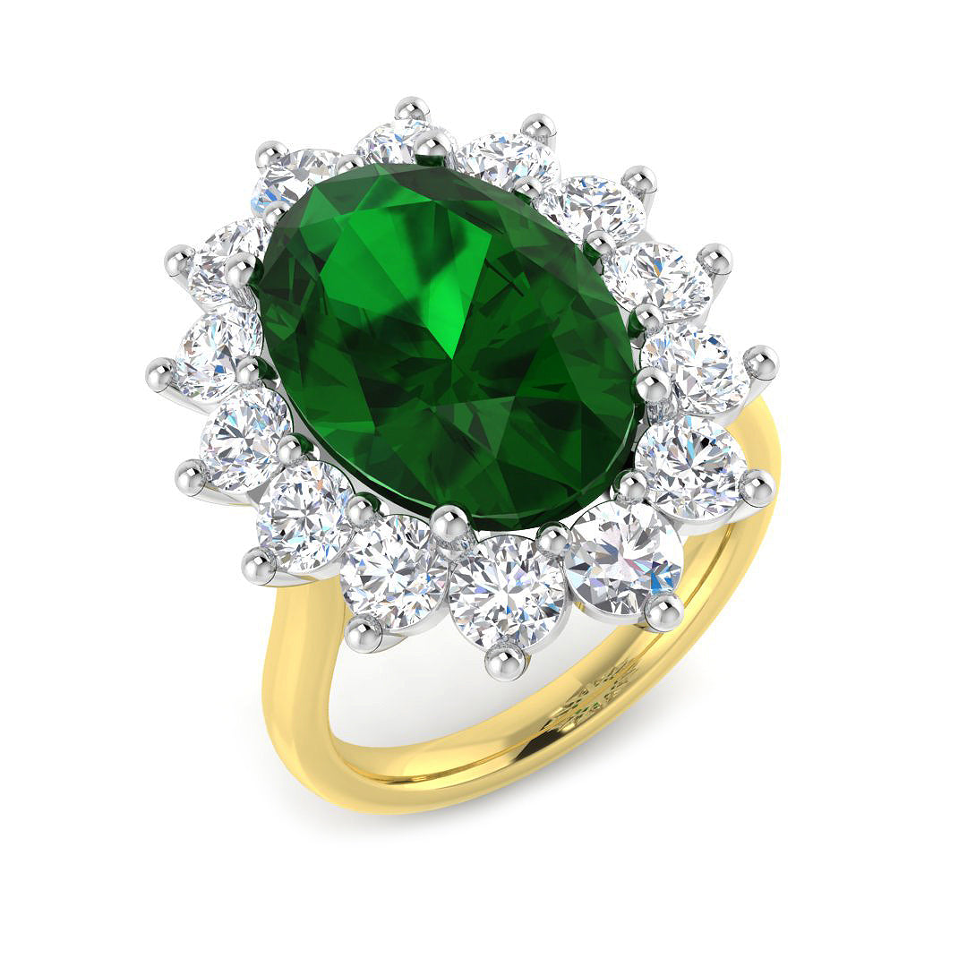 18ct Two-Tone Gold 8.70ct Emerald Ring
