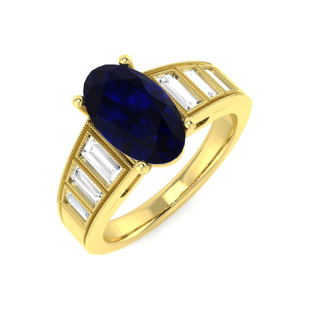 18ct Yellow Gold 3.35ct Blue Sapphire Ring