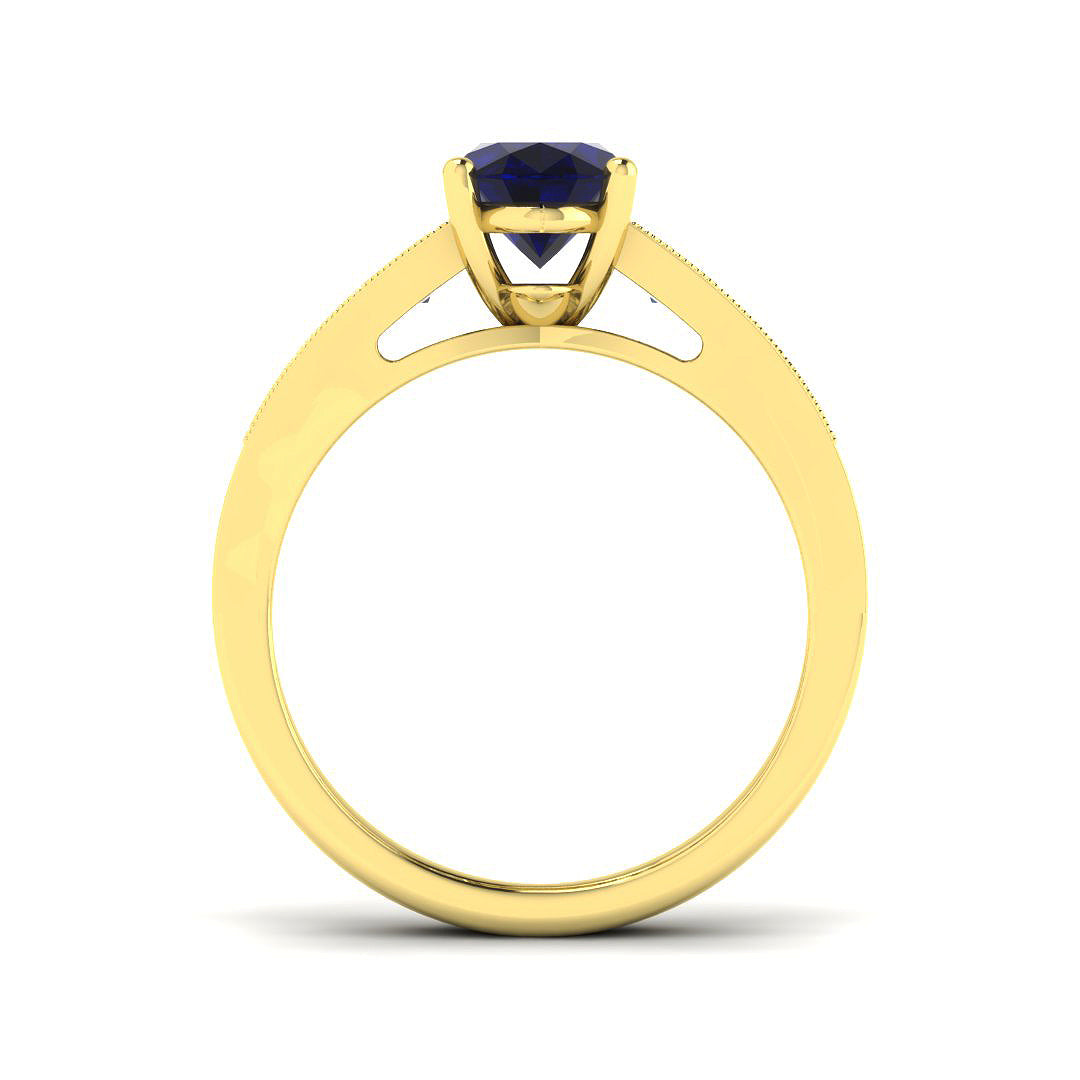 18ct Yellow Gold 3.35ct Blue Sapphire Ring