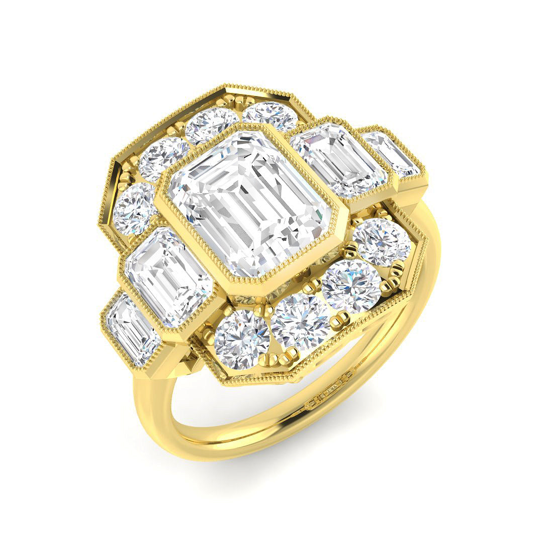 9ct Yellow Gold 3.95ct E VS1 Laboratory Grown CVD Ring