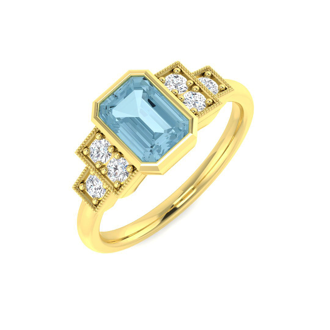 9ct Yellow Gold 1.07ct Aquamarine Ring