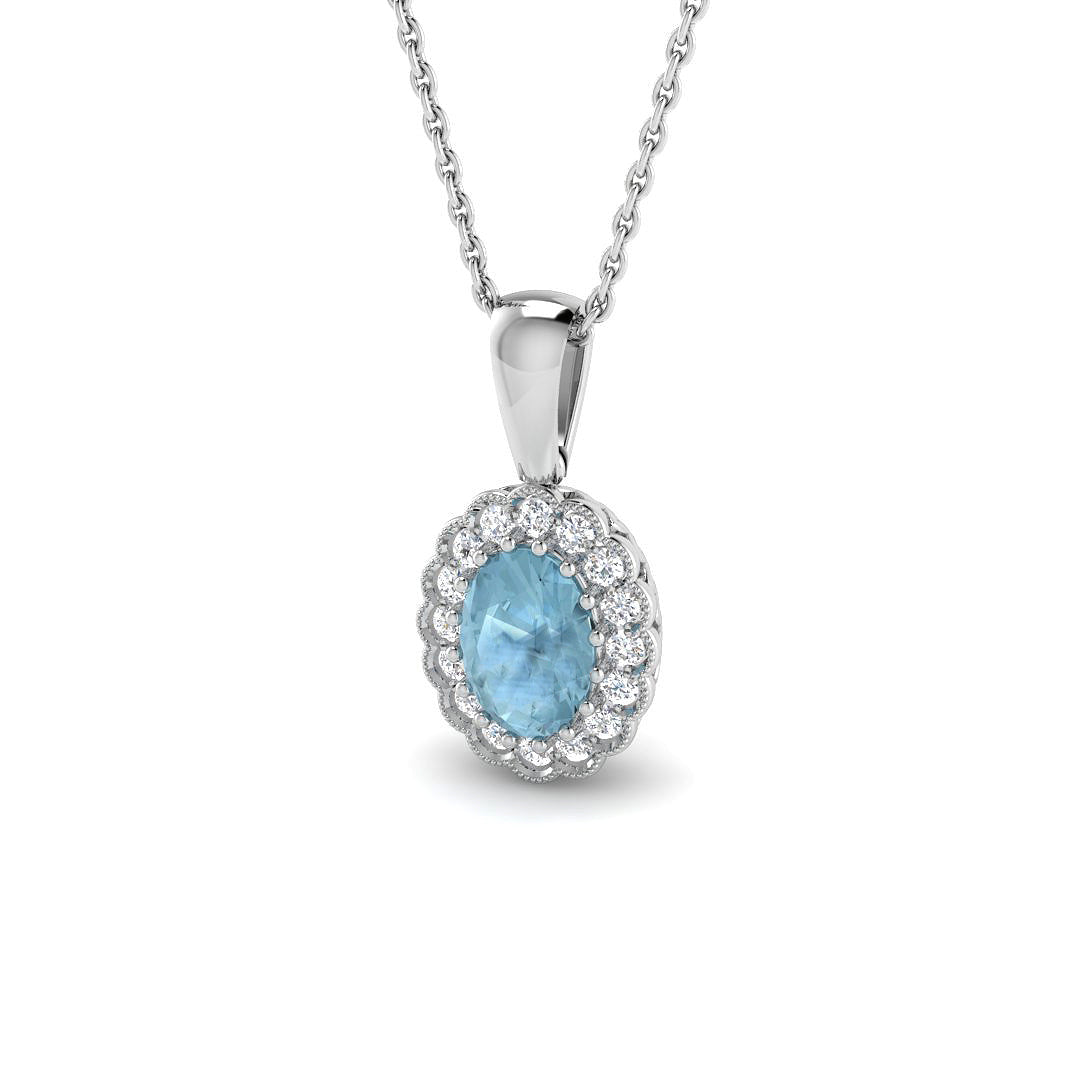 9ct White Gold 0.79ct Aquamarine Pendant