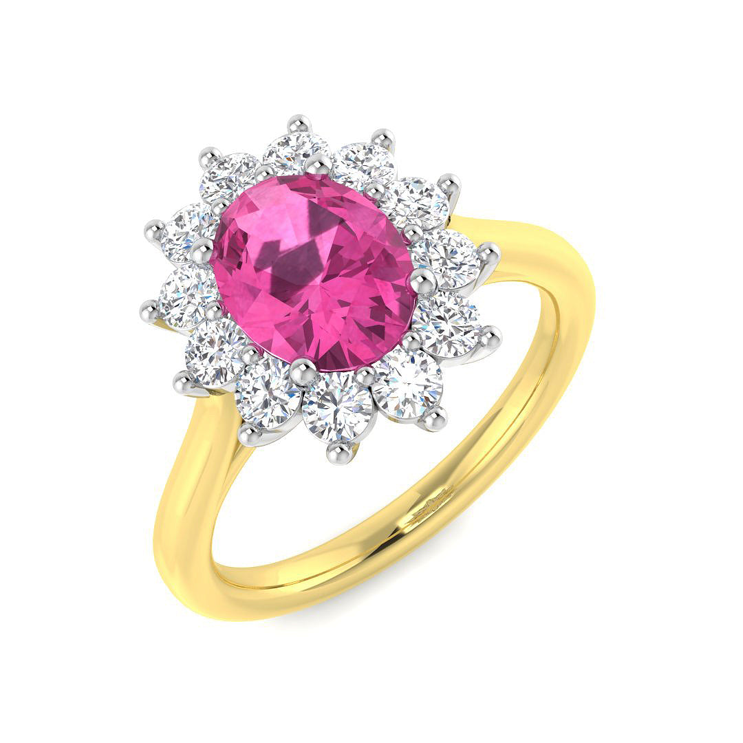 9ct Two-Tone Gold 2.34ct Laboratory Grown Lab Pink Sapphire Ring