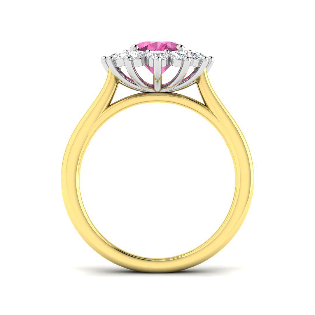 9ct Two-Tone Gold 2.34ct Laboratory Grown Lab Pink Sapphire Ring